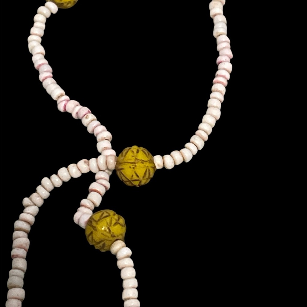 Antique NEIGER BROS Czech Glass Yellow White Egyptian Revival 1920's Necklace - Picture 9 of 11